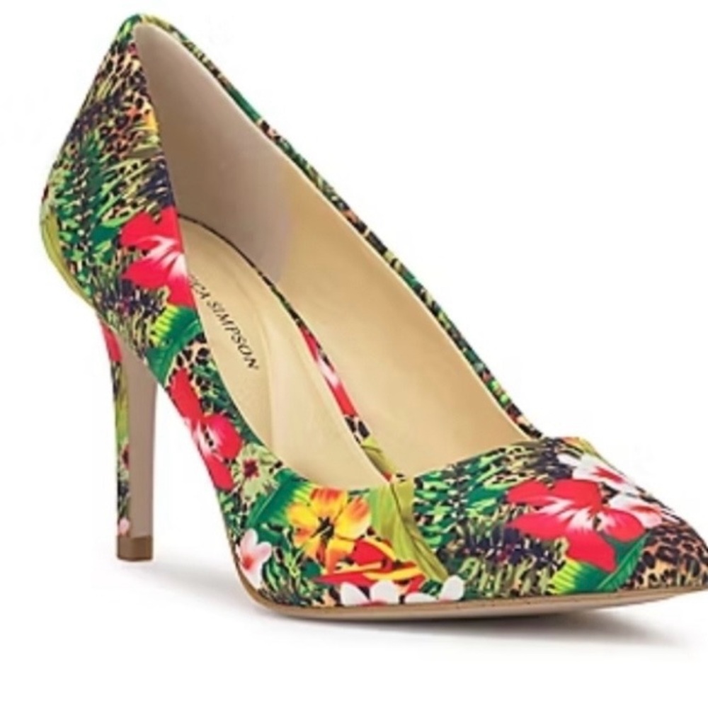 Jessica‎ Simpson Tropical Floral Heels - Multicolor Size 7